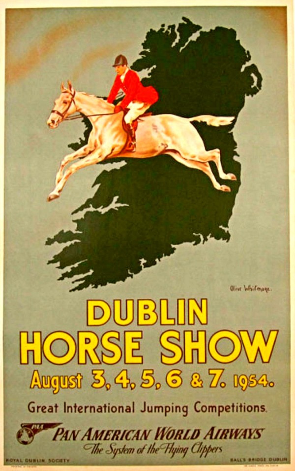 Pan Am Airlines to Dublin Horse show original vintage poster  Print
